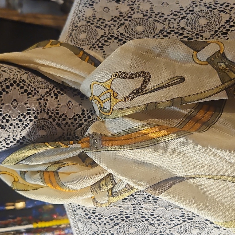 RENOMA Equestrian Theme Beige and Black Scarf